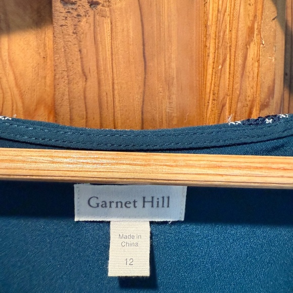 GARNET HILL Embroidered Boho Tunic Pocket Smock Dress 12 - Picture 2 of 3